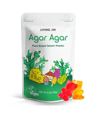 Agar Agar Powder (4oz) Vegan Gelatin Substitute, 100% Natural Red Algae, Gluten-free, Non-GMO, 100%, Sugar-free, Halal, Desserts, Thickener 4 Ounce (Pack of 1)
