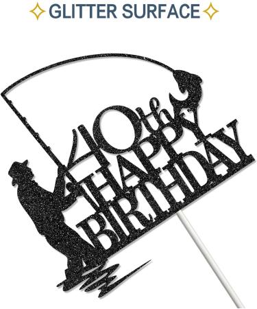 Tenhaisi Black Glitter Happy 40th Birthday Cake Topper 40th Birthday Party Decorations Fishing Cake Topper Fisherman 40th Birthday Party Supplies (FH40B-BK) - Buy Online on GoSupps.com
