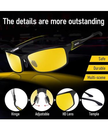 Bircen Night Vision Glasses for Driving | HD Anti Glare Al-Mg Frame | Men and Women | B-Black Frame Night Vision Lens - Buy Online on GoSupps.com
