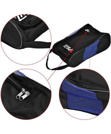 Waterproof Shoe Bag for Sports - Nylon Spikes Organizer Travel Bag for Men & Women - Zippered Accessory Storage (Black/Blue) - Buy Online on GoSupps.com