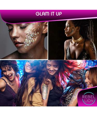  B-Creative Cosmetic Glitter for Face Body & Hair - Silver Holographic Glitter Blend - Festival & Rave Essential Makeup - Includes durable fixed gel so you can shine right out of the box - Buy Online on GoSupps.com