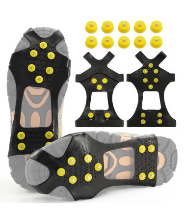 Spikes for shoes crampons with 10 spikes anti-slide shoe spikes snow chains for shoes for winter outdoor sports and mountaineering S: 31 36