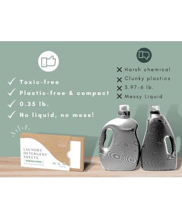 Liquidless Laundry Detergent Sheets - Eco-friendly Bamboo Fresh Scent | 60 Sheets 100% Plastic-free Biodegradable & Hypoallergenic - Buy Online on GoSupps.com