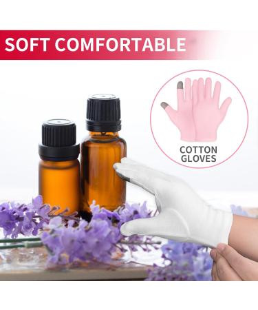 Dimeho 2 Pairs Moisturizing Gloves Touch Screen Cotton Spa Lotion Glove Overnight Bedtime Skin Care Gloves Eczema Glove for Dry Chapped Hands Women Beauty (White + Pink) - Buy Online on GoSupps.com