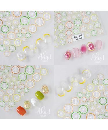 Fruit Nail Art Stickers - 3D Self-Adhesive Decals for Manicure - Summer Lemon Cherry Orange Grapefruit - Nail Decoration for Women and Girls - 3 Sheets - Buy Online on GoSupps.com