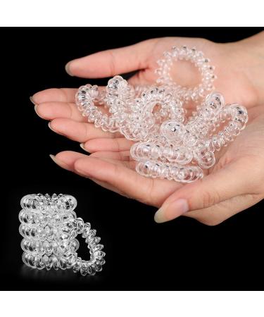 16-Piece Telephone Cable Hair Ties - Elastic Spiral Hair Bands for Women & Girls | 8 Black & 8 Clear - Buy Online on GoSupps.com