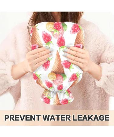 Naanle Watercolor Hot Water Bottle - 1L Transparent Strawberry Ice Cream Design for Pain Relief & Therapy | Ideal for Bed Hands & Feet - Buy Online on GoSupps.com