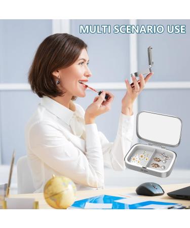 Portable 2 Compartment Pill Box - Decorative Metal Organizer for Vitamins & Medicine | Unique 4-Piece Set Gift - Buy Online on GoSupps.com