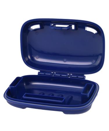 PORTINEER Carry-Dri MAX Bar Soap Holder Box Container -  Case Vents Dries Bar And Doesn't Leak - Travel Dish For Home School Gym Travel Hiking - Patented Container Design - Blue 1 Count (Pack of 1) Blue