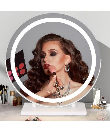 Saint Kang 360 Degree Rotation LED Lighted Makeup Mirror - Touch Screen Dimmable, 3 Color Lights (White) - Buy Online on GoSupps.com