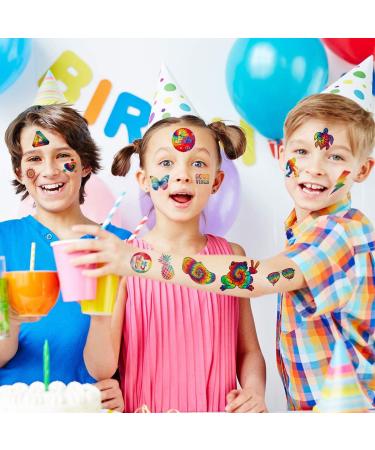 Tie Dye Temporary Tattoos Stickers 120pcs - Birthday Party Decorations for Kids - Carnival Rewards - Buy Online on GoSupps.com