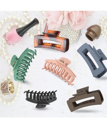 iBuneerly Hair Claw Clips - 6 Colors, Strong Hold for Thick Hair, Non-slip Design, 3 Square Matte & 3 Banana Clamps - 6 Pack for Women - Buy Online on GoSupps.com