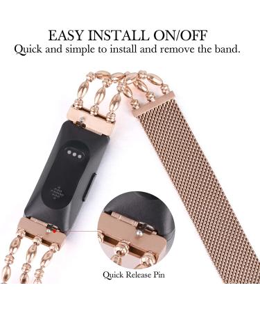 KOREDA Stainless Steel Metal Chain Bangle for Fitbit Inspire HR - Rose Gold - Buy Online on GoSupps.com