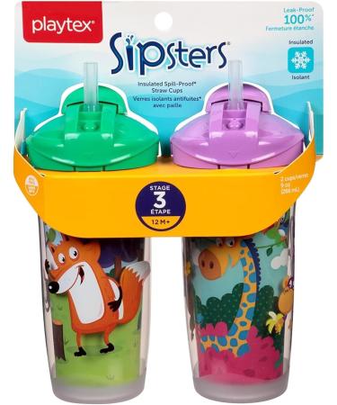 Playtex Baby Sipsters Spill-Proof Kids Straw Cups Stage 3 (12+ Months) Pack of 2 Cups (Styles May Vary) - Buy Online on GoSupps.com