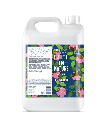 Faith In Nature Natural Wild Rose Hand Wash Restoring Vegan and Cruelty Free No SLS or Parabens 5 L Refill Pack Rose 5 l (Pack of 1)