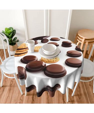 FRESQA Cookies Food Chocolate Chip Biscuits Round Tablecloth 60 NCH Waterproof Washable Kitchen Dining Room Round Tablecloth Cookies Food Chocolate Chip Biscuits One Size - Buy Online on GoSupps.com