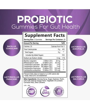Nature's Nutrition Daily Probiotic Gummies - Extra Strength 5 Billion CFU for Digestive Health & Immune Support - 60 Gummies, Natural Orange Flavor - Gluten Free & Non-GMO - Buy Online on GoSupps.com