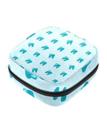 Teeth Print Pattern Sanitary Napkin Storage Bag Feminine Product Pouches Portable Period Kit Bag Menstruation First Period Bag for Women Teen Girls Ladies Menstrual Cup Pouch Tampon Bags Color 2