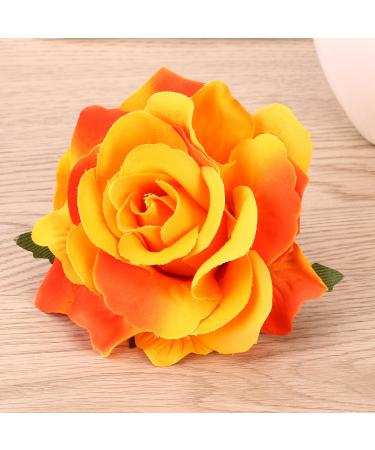2 in 1 Large Orange Artificial Rose Hairpin & Hair Clips Brooch for Women's Party | Shop Internationally - Buy Online on GoSupps.com