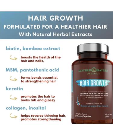 Women's Hair Growth Supplement with Collagen, Keratin & Biotin - 60 Capsules for Thicker, Fuller Hair & Faster Regrowth - Vegan & Non-GMO - 1 Month Supply - Buy Online on GoSupps.com