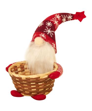 Christmas Candy Basket Table Decor Gnomes Wicker Basket for Christmas Candy Storage Jars Weaving Santa Claus Storage Basket for Christmas Decorations Red Christmas Table Decoration Christmas Storage