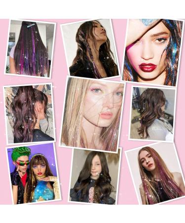 12 Pcs Clip in Hair Tinsel Pack - 20 Inch Colorful Glitter Extensions for Women, Girls, Kids - Festival Gift, Fairy Hair, Party Accessories Kit - Buy Online on GoSupps.com