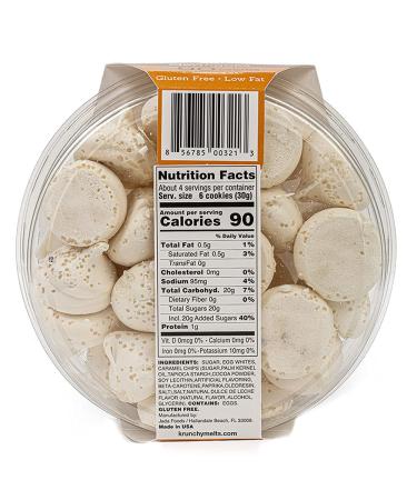 Krunchy Melts Original Meringue Cookies - Salted Caramel Flavor - Fat, Gluten, and Nut Free - 90 Calories - Low Calorie Snack - Sweet Treats - 4 Oz - Buy Online on GoSupps.com
