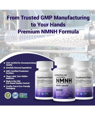 USMIRALAB Pure NMNH Supplement Capsules: More Effective Than Nicotinamide Riboside | Boost Cellular Vitality Anti-Aging & Energy | Vegan Non-GMO | 120 Capsules (60 Servings) - Buy Online on GoSupps.com