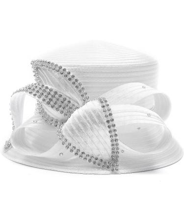 Forbusite Church Kentucky Dress Derby Hat for Women - White Sd707 - Buy Online on GoSupps.com
