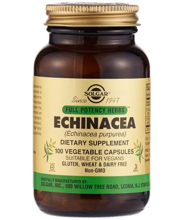 Solgar Echinacea 100 Vegetable Capsules - Immune Support - Full Potency (FP) - Non-GMO Gluten Free Dairy Free Kosher - 100 Servings