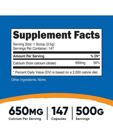 Nutricost Calcium Citrate Powder 500g - Pure & Gluten-Free Formula - Buy Online on GoSupps.com