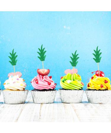 48 Pieces Pineapple Cupcake Toppers Glitter Cake Picks Donut Decor Topper for Summer Hawaii Party - Buy Online on GoSupps.com