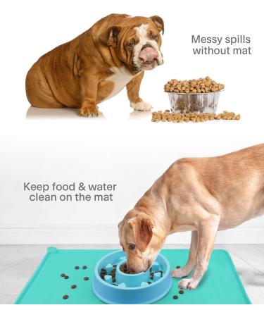 Toplory Waterproof Non-Slip Silicone Bowl Pad for Dogs & Cats - 53x37cm Turquoise Feeding Mat - Buy Online on GoSupps.com