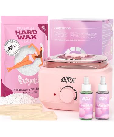 Waxing Kit BOYUJK Professional Wax Kit for Women and Men with 500g Wax Beads Wax Pot 20 Wooden Wax Strips and 2 Wax Sprays Hot Waxing Kit for Face Arms Legs Bikini and Full Body Hair Removal White