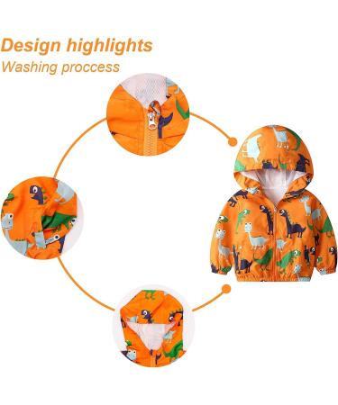JinBei Toddler Kids Hooded Jacket | Waterproof Windbreaker | Cartoons | 1-7 Years | Yellow - Buy Online on GoSupps.com