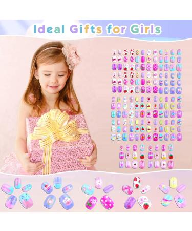 168Pcs Press on Nails for Kids | Shynek Short Acrylic Nails Set | Pre Glue Stickers | Perfect Gifts for Girls | Nail Art Decoration M-Strawberry - Buy Online on GoSupps.com