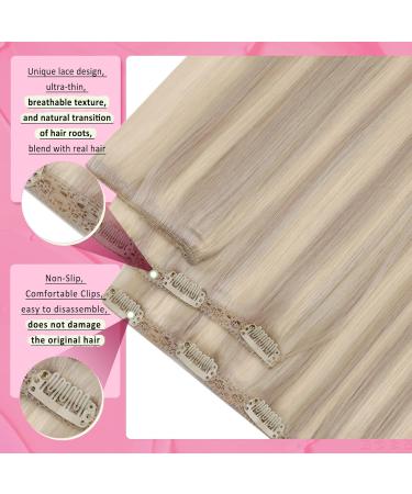 Youngsee Clip-In Extensions 45cm Real Hair - Ash Blond & Platinum Highlights | 120g Full-Head 7PCs - Buy Online on GoSupps.com