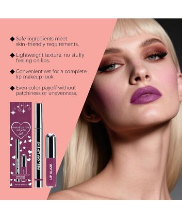  G n rique Peel-Off Lip Tint with Gloss - Nourishing Anti-Stain Plumping Effect - Long-Lasting Lightweight Easy to Apply - Purplish Red - 2-in-1 Set (7ml) - Buy Online on GoSupps.com