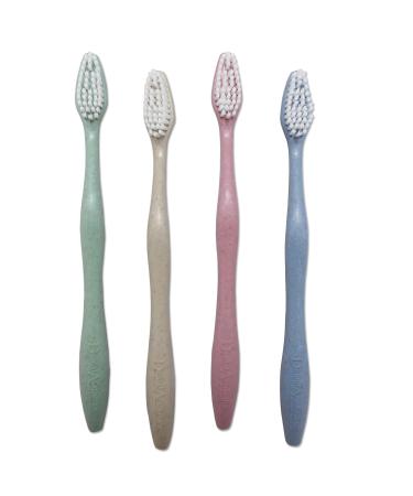 Wheat Straw Toothbrushes 4 Pack Family Bulk Pack 4 Colors Medium Soft Bristles