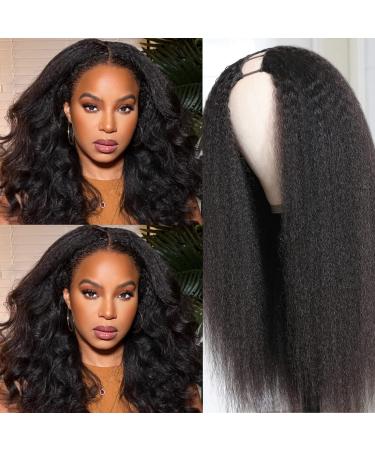 Nadula V Part Kinky Straight Human Hair Wig 18 150% Density - Glueless V Shape Clip-in Half Wig for Women - No Leave Out Needed - Upgraded U Part Design - Buy Online on GoSupps.com