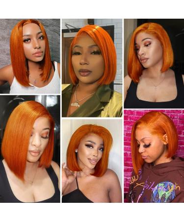12 Inch Ginger Bob Lace Front Human Hair Wig | Brazilian Orange Short Bob | 150% Density Colored HD Lace Front Wig for Women - Buy Online on GoSupps.com
