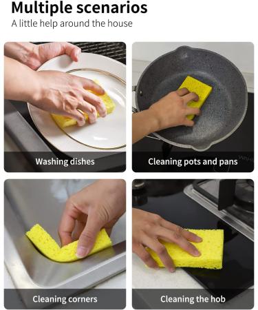 ARCLIBER Cellulose Heavy Duty Kitchen Sponges - 6 Pack, Multicolor - Scrub Tough Messes Without Scratching - Buy Online on GoSupps.com