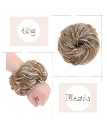 Silk-Co Hair Part with Rubber Band - Soft Wavy Bun & Thickening Extensions | Honey Brown & Bleach Blonde | 45g - Buy Online on GoSupps.com