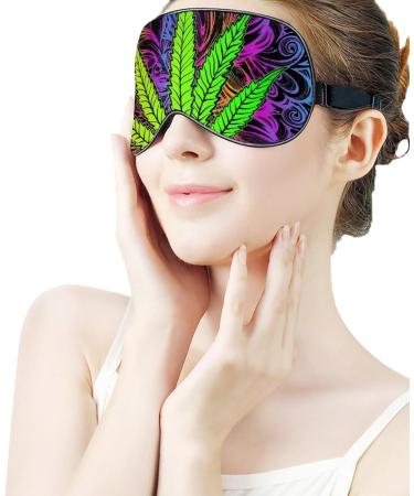 Psychedelic Weed Leaf Sleep Mask - Adjustable Eye Cover for Sleeping, Blocks Light - Men & Women - Buy Online on GoSupps.com