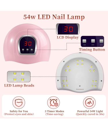 Gel Nail Kit with 54W LED Light - 12 Spring Color Gel Polish Set for Manicure - Starter Kit for Nail Art Lovers - Fashionable Gift Packaging - Buy Online on GoSupps.com