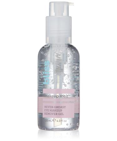 Bliss - Makeup Melt Never-Greasy Eye Makeup Remover Gel | Cooling & Soothing Gel for Eye Makeup Removal | Hydrating Eyelid Cleanser & Mascara Remover | Vegan | Cruelty Free | Paraben Free | 4.0 fl.oz.