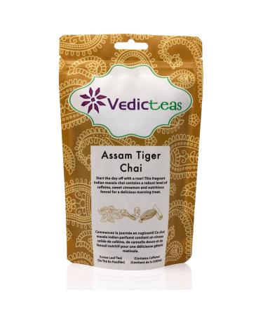 Assam Tiger Chai Tea Traditional Blend With Assam Black Tea Perfect Latte By Vedic Teas 125gm or 4.4oz