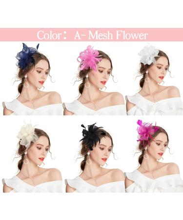 Z&X Ladies Fascinator - Elegant Wedding Derby Hat with Feather & Flower - Sinamay Pillbox Cocktail Tea Party Headband - One Size A-Beige - Buy Online on GoSupps.com