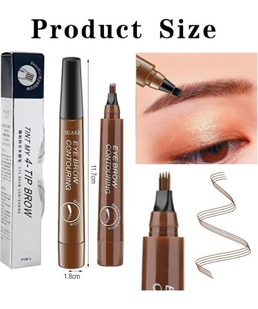 UZYXC 2025 Microblading Eyebrow Pen 4 Teeth Waterproof Brow Pen for Natural 3D Hair Drawing Long Lasting in Light Brown Waterproof Eyebrow Pen for Smooth Hair Strokes - Buy Online on GoSupps.com
