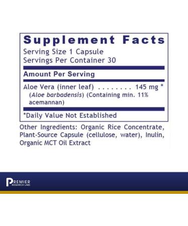 Premier Research Labs Aloe Vera Capsules - Supports Digestive Health - Acemannan Polysaccharides - 30 Plant-Source Capsules - Buy Online on GoSupps.com